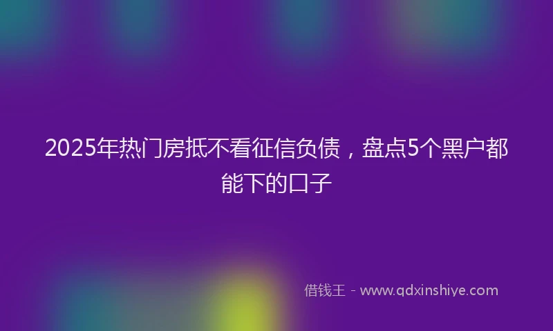 2025年热门房抵不看征信负债，盘点5个黑户都能下的口子