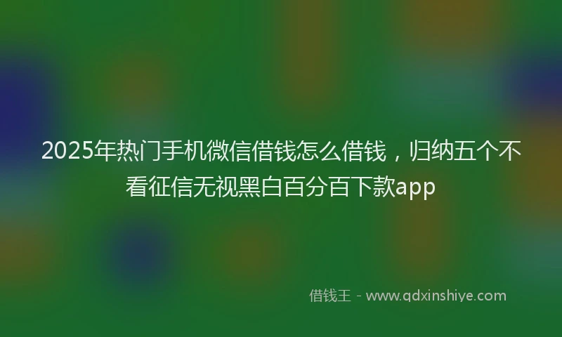 2025年热门手机微信借钱怎么借钱，归纳五个不看征信无视黑白百分百下款app