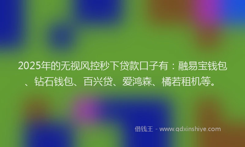 2025年的无视风控秒下贷款口子有：融易宝钱包、钻石钱包、百兴贷、爱鸿森、橘若租机等。