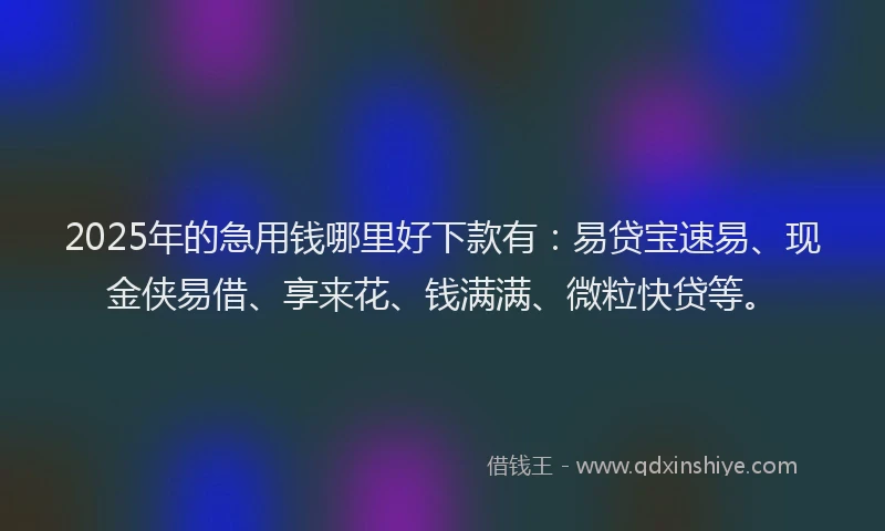 2025年的急用钱哪里好下款有：易贷宝速易、现金侠易借、享来花、钱满满、微粒快贷等。