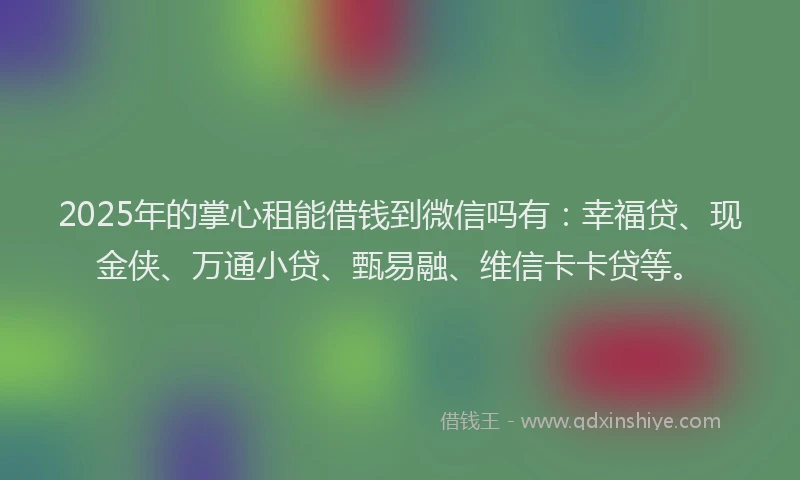 2025年的掌心租能借钱到微信吗有：幸福贷、现金侠、万通小贷、甄易融、维信卡卡贷等。