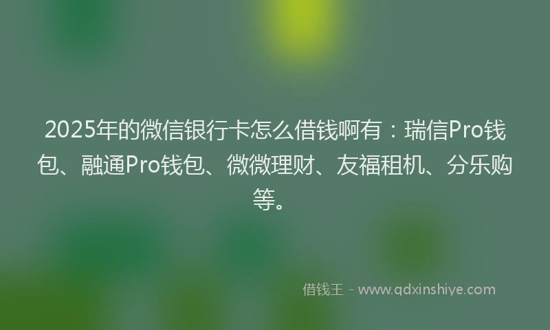 2025年的微信银行卡怎么借钱啊有：瑞信Pro钱包、融通Pro钱包、微微理财、友福租机、分乐购等。