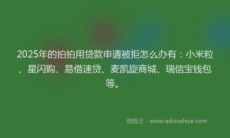 2025年的拍拍用贷款申请被拒怎么办有：小米粒、星闪购、易借速贷、麦凯旋商城、瑞信宝钱包等。