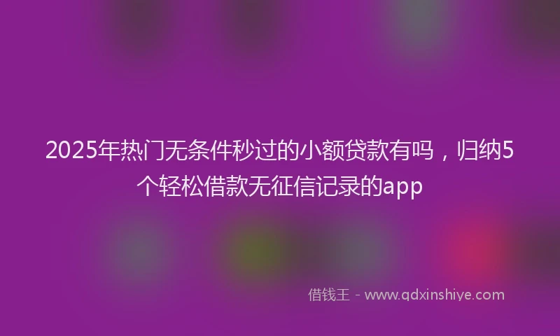 2025年热门无条件秒过的小额贷款有吗，归纳5个轻松借款无征信记录的app