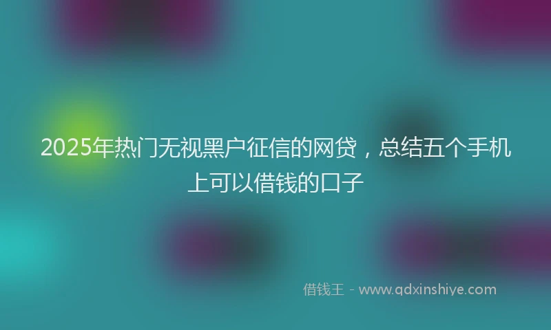2025年热门无视黑户征信的网贷，总结五个手机上可以借钱的口子