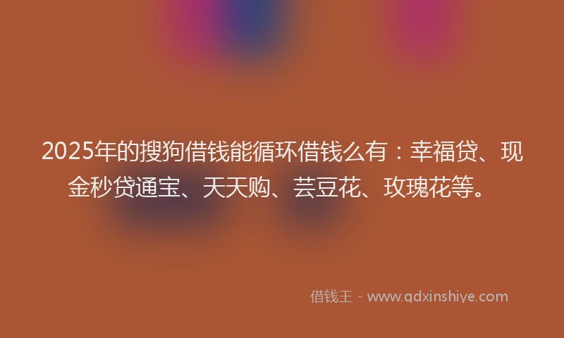 2025年的搜狗借钱能循环借钱么有：幸福贷、现金秒贷通宝、天天购、芸豆花、玫瑰花等。