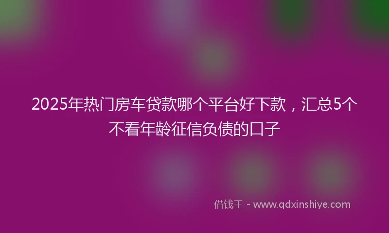 2025年热门房车贷款哪个平台好下款，汇总5个不看年龄征信负债的口子