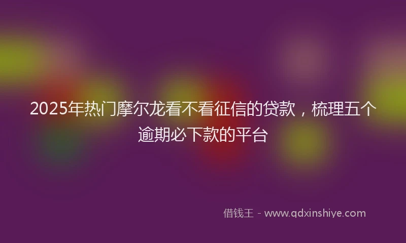 2025年热门摩尔龙看不看征信的贷款，梳理五个逾期必下款的平台