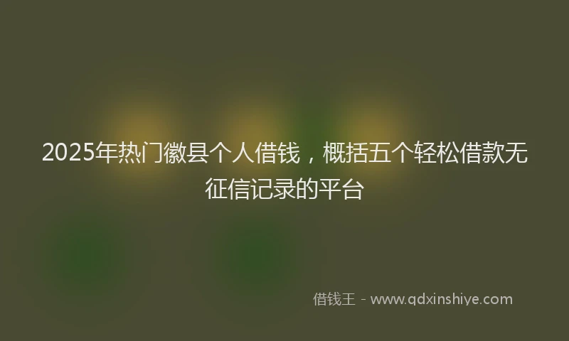 2025年热门徽县个人借钱，概括五个轻松借款无征信记录的平台