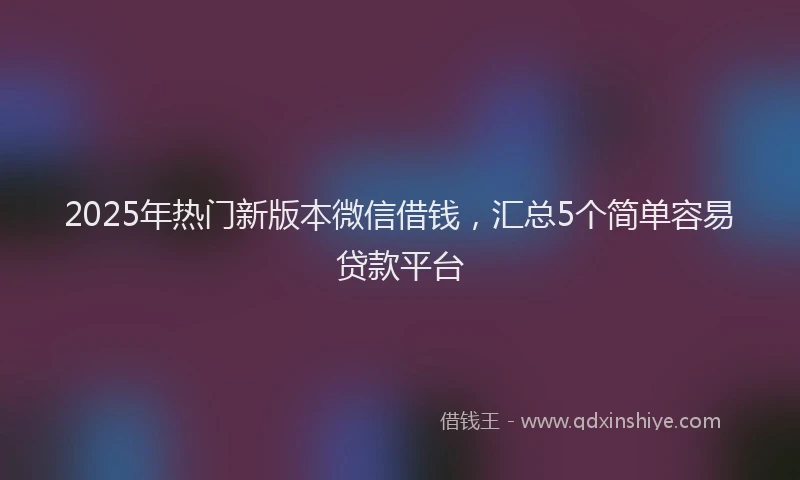 2025年热门新版本微信借钱，汇总5个简单容易贷款平台