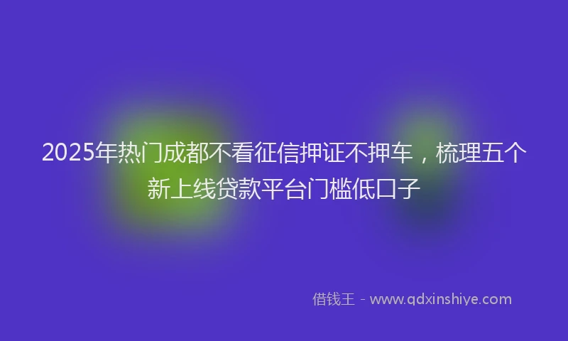 2025年热门成都不看征信押证不押车，梳理五个新上线贷款平台门槛低口子