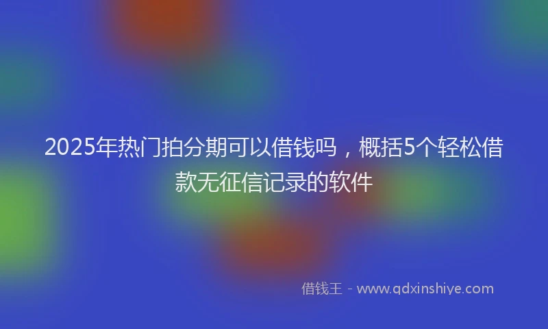 2025年热门拍分期可以借钱吗，概括5个轻松借款无征信记录的软件