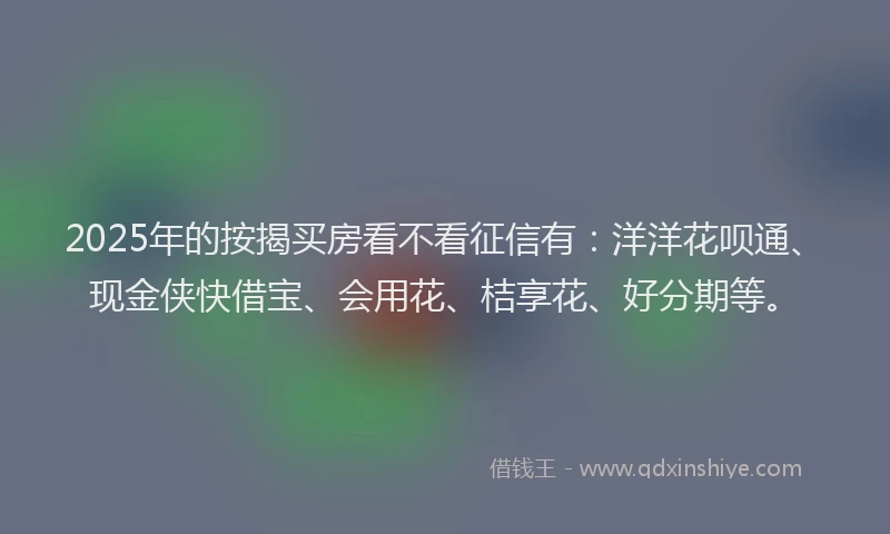 2025年的按揭买房看不看征信有：洋洋花呗通、现金侠快借宝、会用花、桔享花、好分期等。