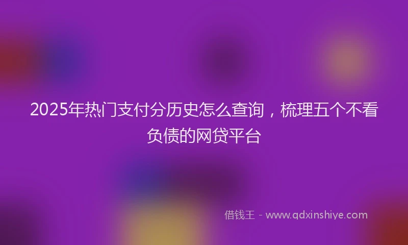 2025年热门支付分历史怎么查询，梳理五个不看负债的网贷平台