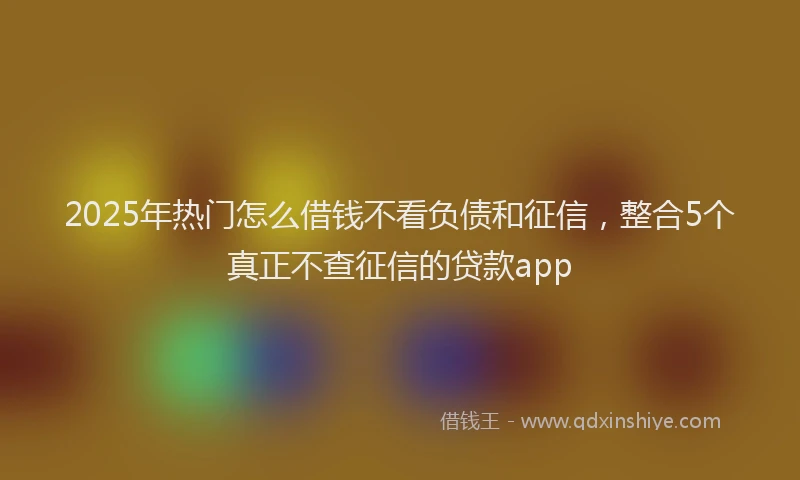 2025年热门怎么借钱不看负债和征信，整合5个真正不查征信的贷款app