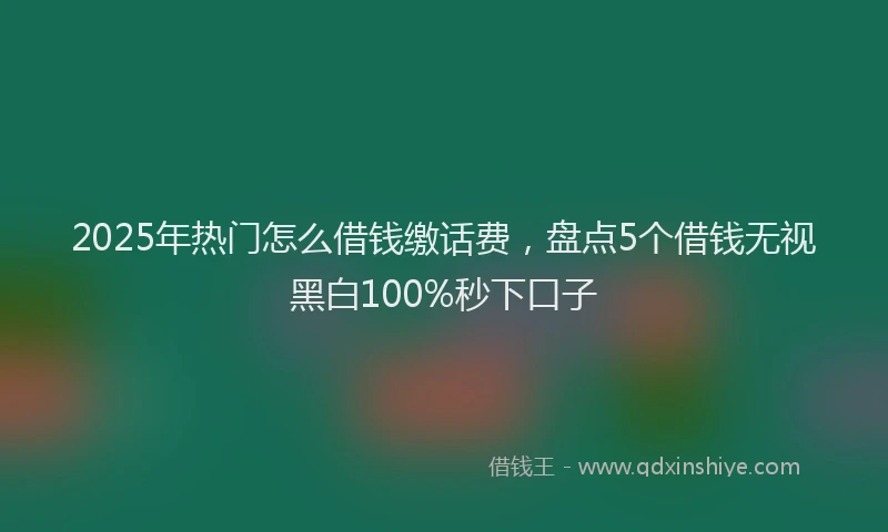 2025年热门怎么借钱缴话费，盘点5个借钱无视黑白100%秒下口子