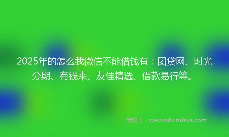 2025年的怎么我微信不能借钱有：团贷网、时光分期、有钱来、友佳精选、借款易行等。