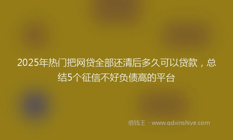 2025年热门把网贷全部还清后多久可以贷款，总结5个征信不好负债高的平台