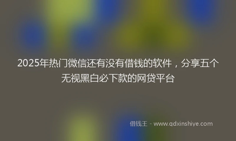 2025年热门微信还有没有借钱的软件，分享五个无视黑白必下款的网贷平台