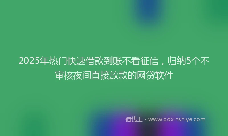 2025年热门快速借款到账不看征信，归纳5个不审核夜间直接放款的网贷软件