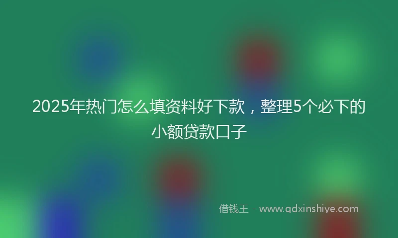 2025年热门怎么填资料好下款，整理5个必下的小额贷款口子