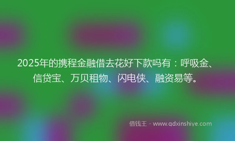 2025年的携程金融借去花好下款吗有：呼吸金、信贷宝、万贝租物、闪电侠、融资易等。