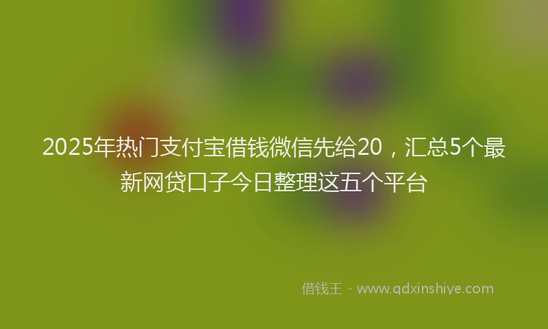 2025年热门支付宝借钱微信先给20，汇总5个最新网贷口子今日整理这五个平台