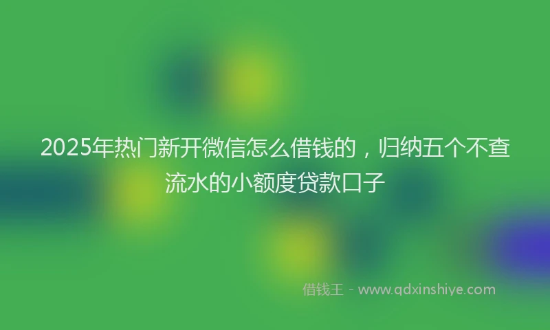2025年热门新开微信怎么借钱的，归纳五个不查流水的小额度贷款口子