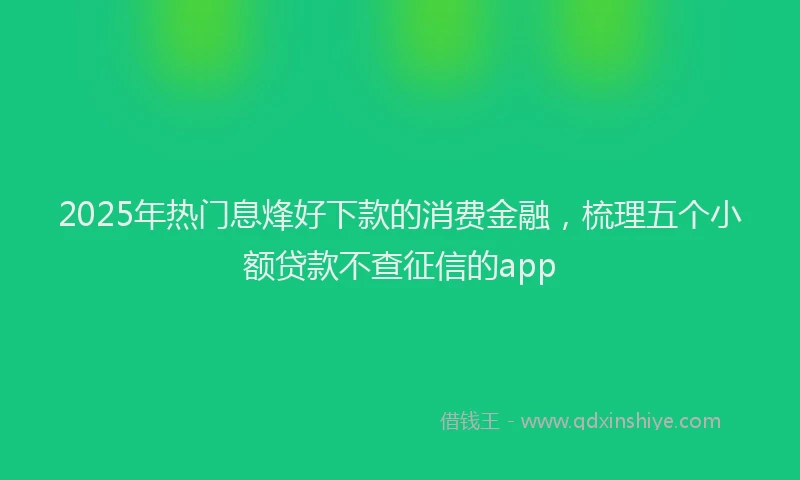 2025年热门息烽好下款的消费金融，梳理五个小额贷款不查征信的app