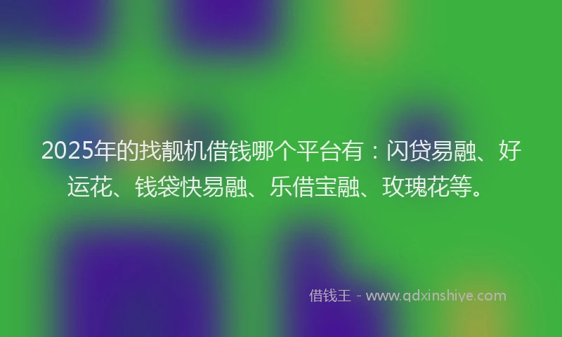 2025年的找靓机借钱哪个平台有：闪贷易融、好运花、钱袋快易融、乐借宝融、玫瑰花等。