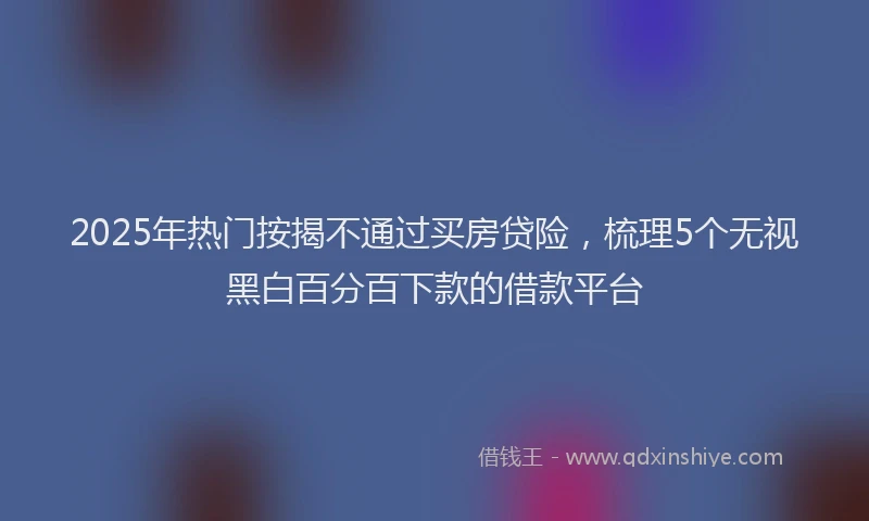 2025年热门按揭不通过买房贷险，梳理5个无视黑白百分百下款的借款平台