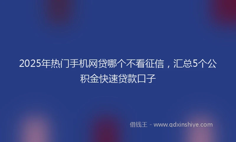 2025年热门手机网贷哪个不看征信，汇总5个公积金快速贷款口子