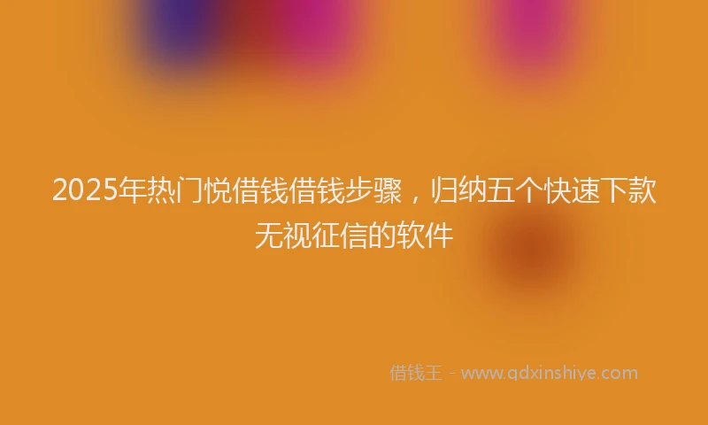 2025年热门悦借钱借钱步骤，归纳五个快速下款无视征信的软件