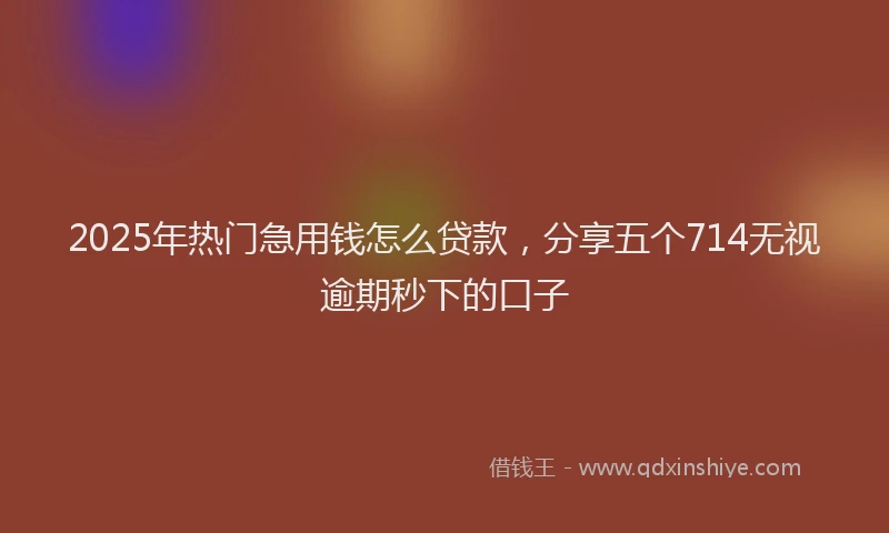 2025年热门急用钱怎么贷款，分享五个714无视逾期秒下的口子