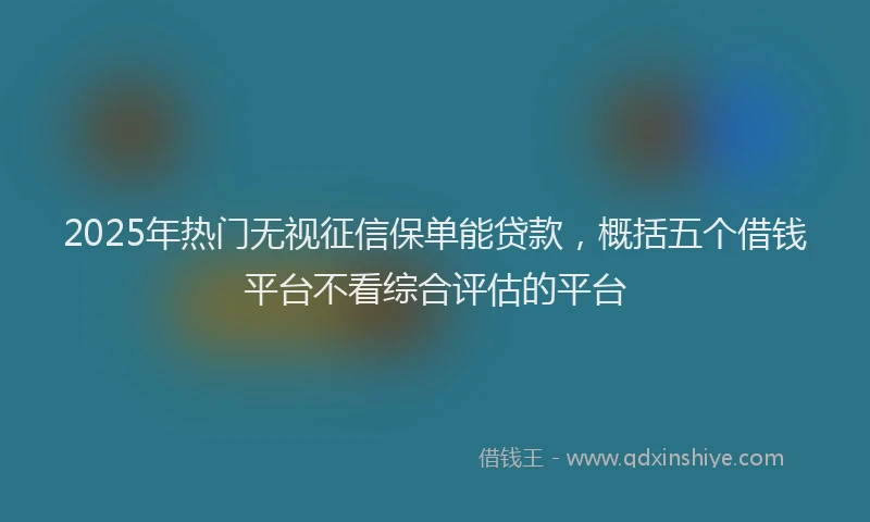 2025年热门无视征信保单能贷款，概括五个借钱平台不看综合评估的平台