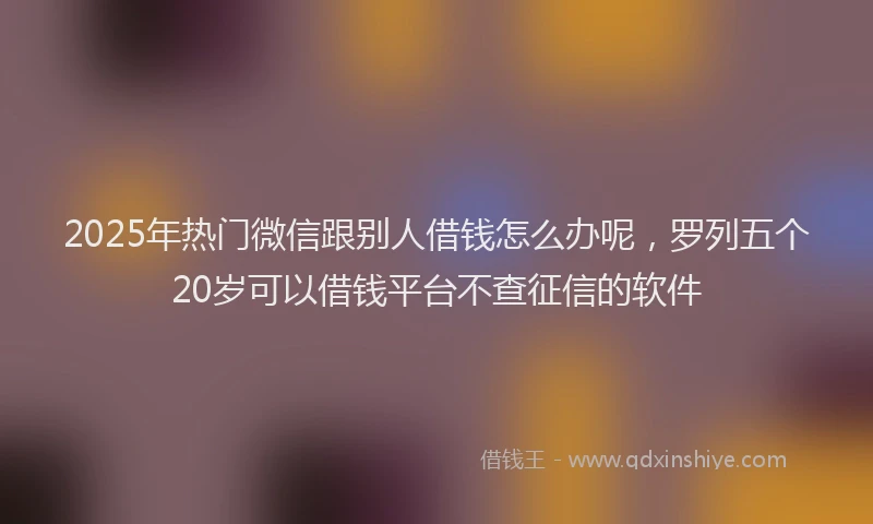 2025年热门微信跟别人借钱怎么办呢，罗列五个20岁可以借钱平台不查征信的软件