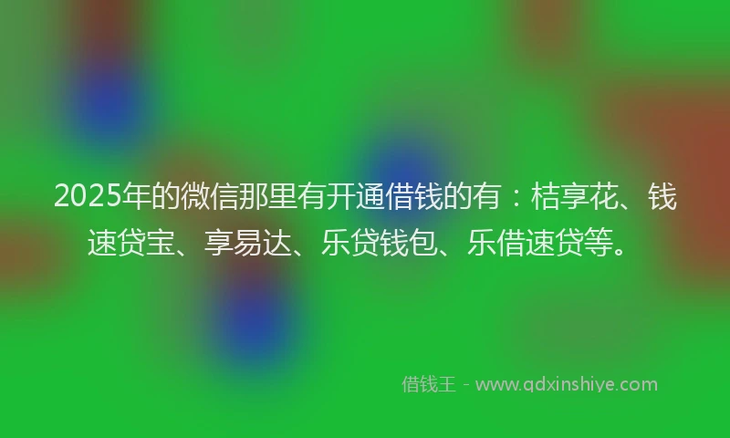2025年的微信那里有开通借钱的有：桔享花、钱速贷宝、享易达、乐贷钱包、乐借速贷等。