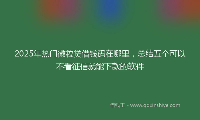 2025年热门微粒贷借钱码在哪里，总结五个可以不看征信就能下款的软件