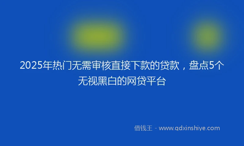 2025年热门无需审核直接下款的贷款，盘点5个无视黑白的网贷平台
