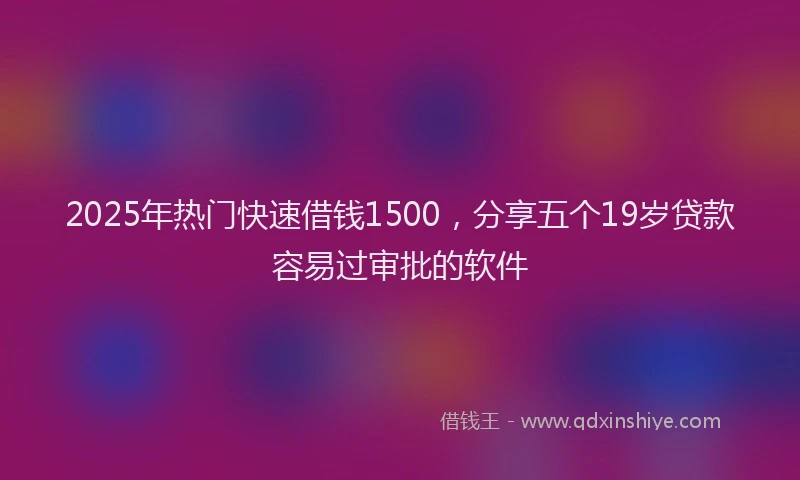 2025年热门快速借钱1500，分享五个19岁贷款容易过审批的软件