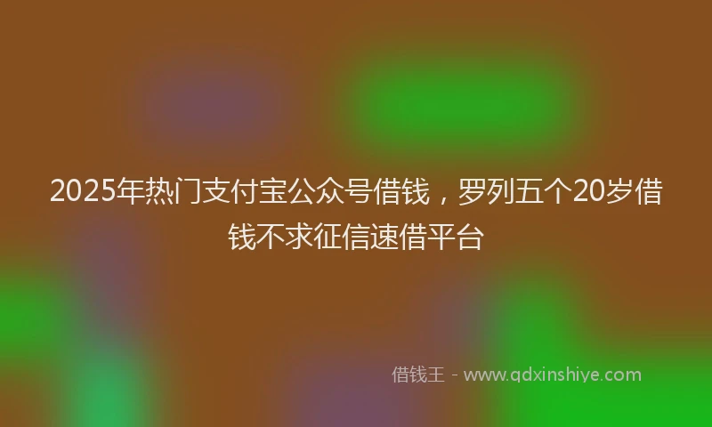 2025年热门支付宝公众号借钱，罗列五个20岁借钱不求征信速借平台