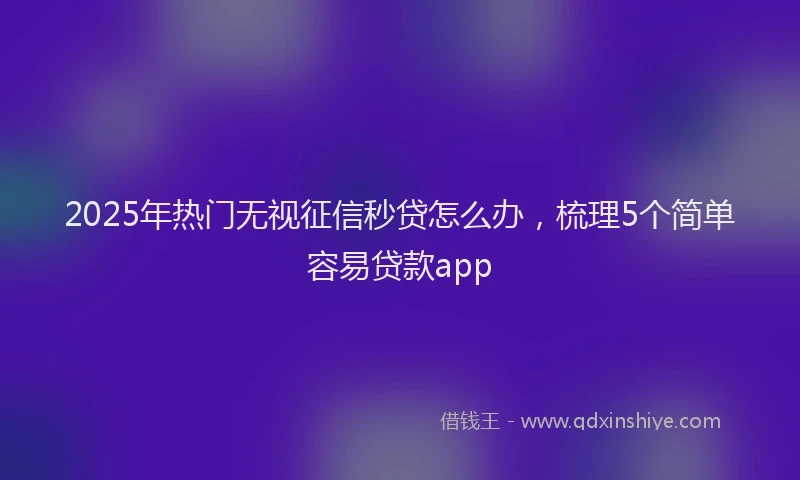 2025年热门无视征信秒贷怎么办，梳理5个简单容易贷款app