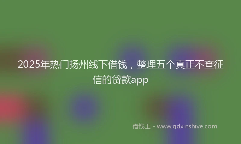 2025年热门扬州线下借钱，整理五个真正不查征信的贷款app