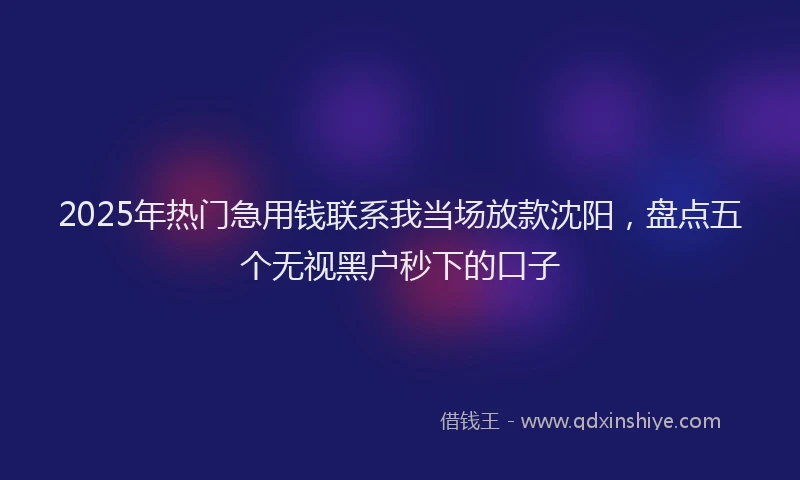 2025年热门急用钱联系我当场放款沈阳，盘点五个无视黑户秒下的口子