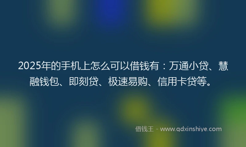 2025年的手机上怎么可以借钱有：万通小贷、慧融钱包、即刻贷、极速易购、信用卡贷等。