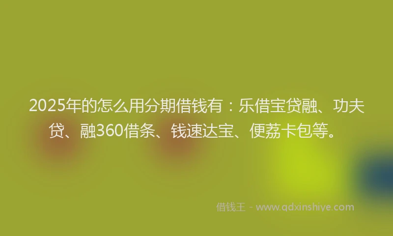 2025年的怎么用分期借钱有：乐借宝贷融、功夫贷、融360借条、钱速达宝、便荔卡包等。