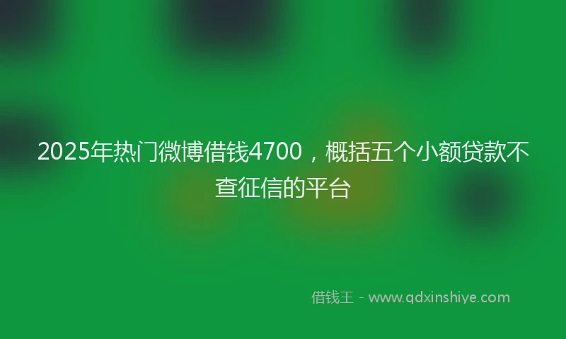 2025年热门微博借钱4700，概括五个小额贷款不查征信的平台