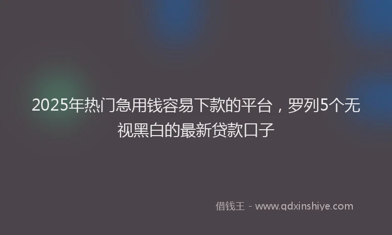 2025年热门急用钱容易下款的平台，罗列5个无视黑白的最新贷款口子
