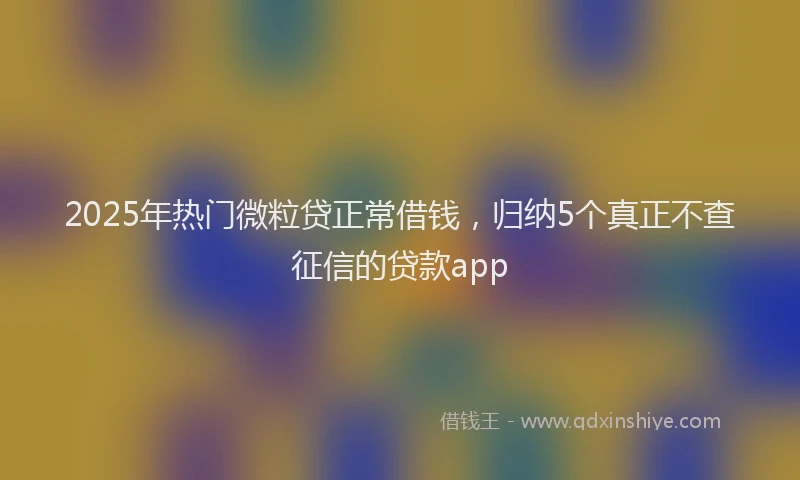 2025年热门微粒贷正常借钱，归纳5个真正不查征信的贷款app