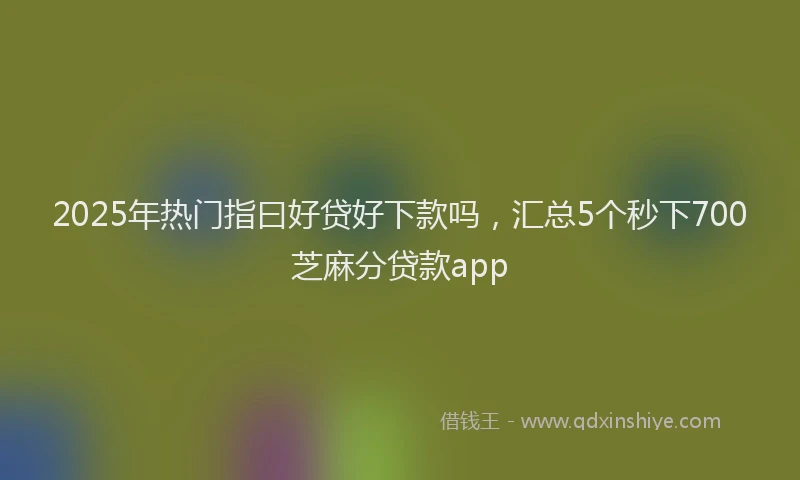 2025年热门指曰好贷好下款吗，汇总5个秒下700芝麻分贷款app